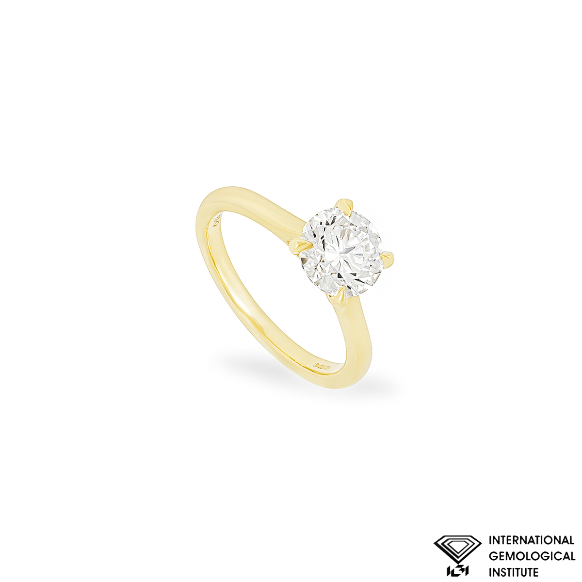 Yellow Gold Round Brilliant Cut Lab Grown Diamond 1.70ct H/VVS2 XXX